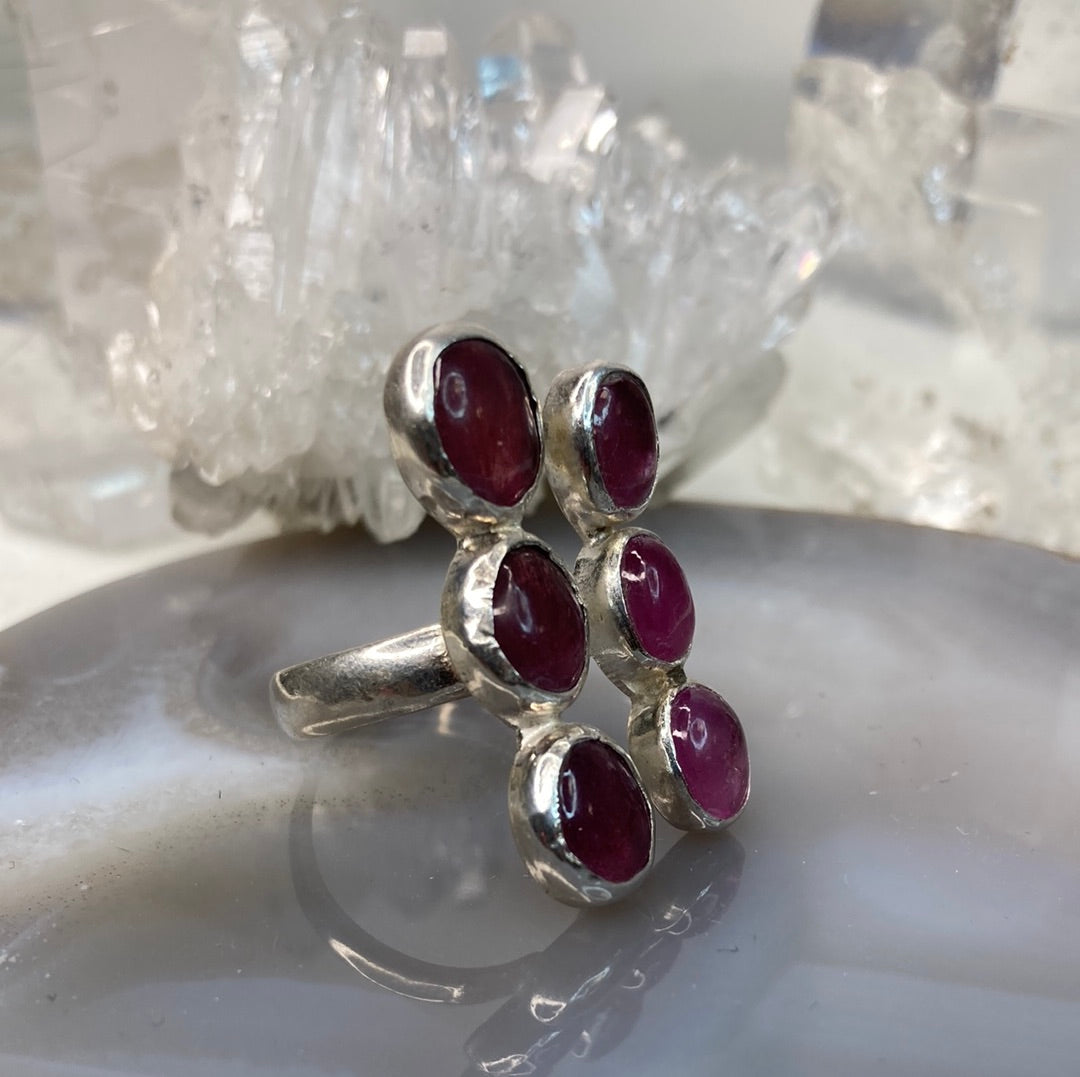 Pink tourmaline sterling silver ring