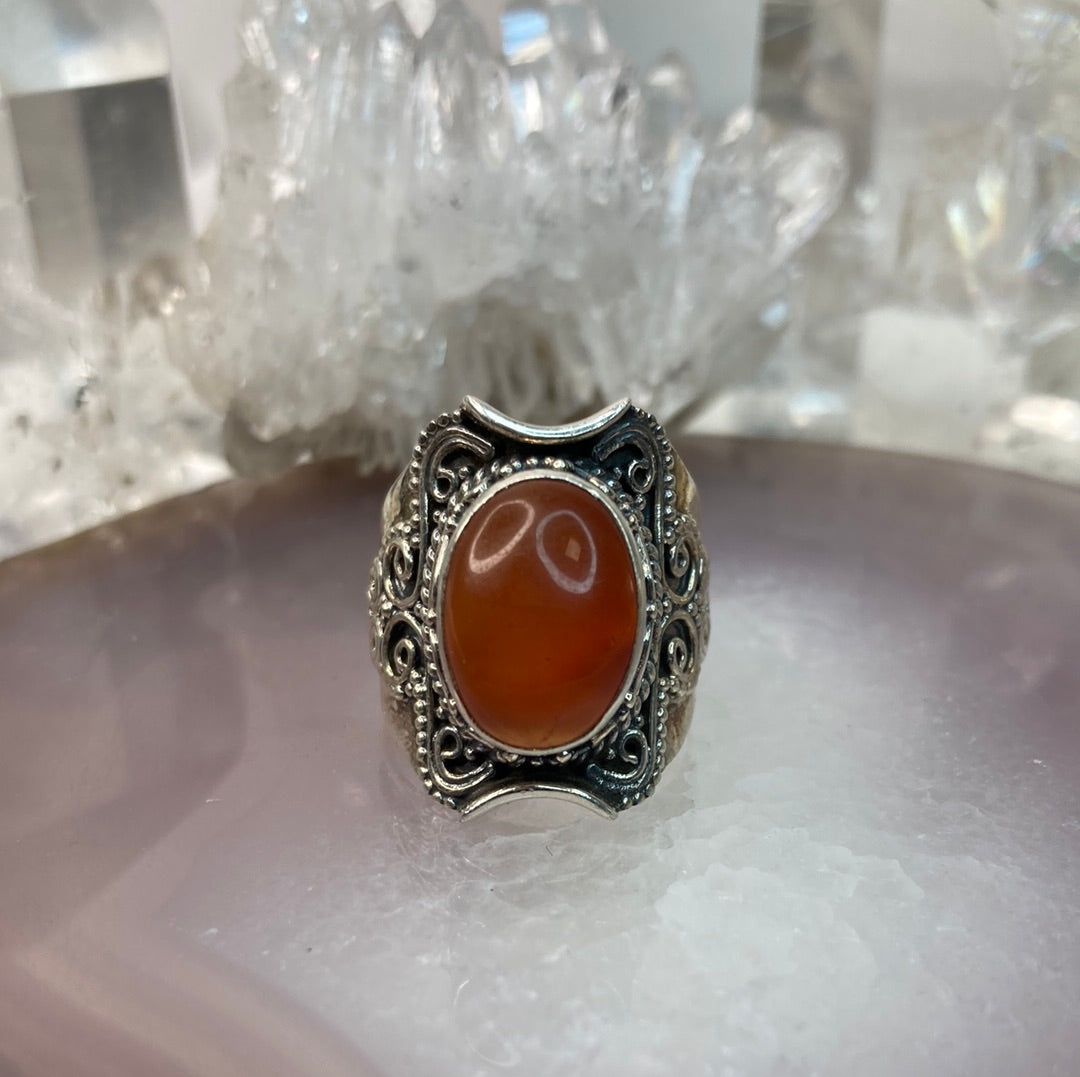 Sterling silver carnelian ring
