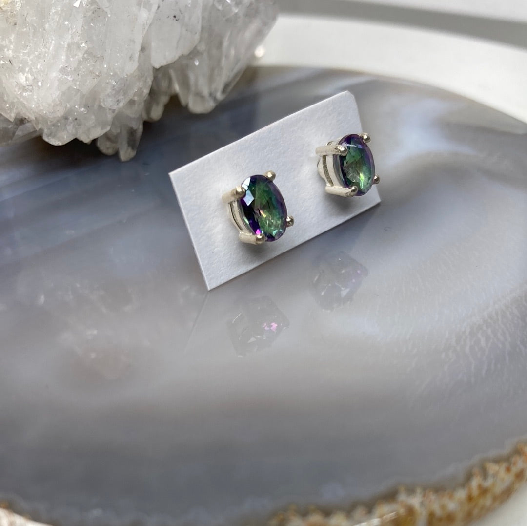 Sterling silver mystic topaz earrings