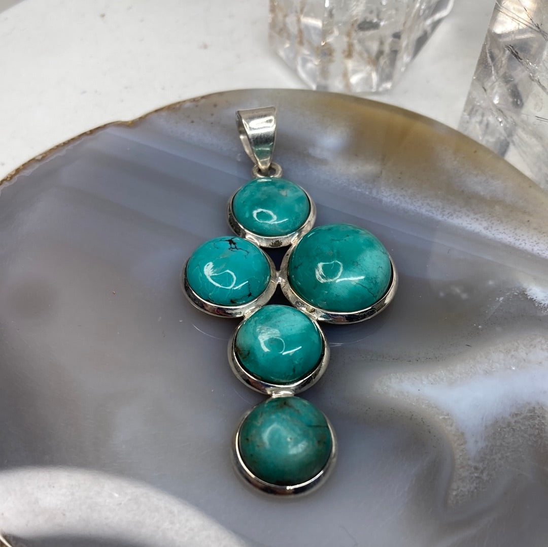 Sterling silver turquoise cross pendant