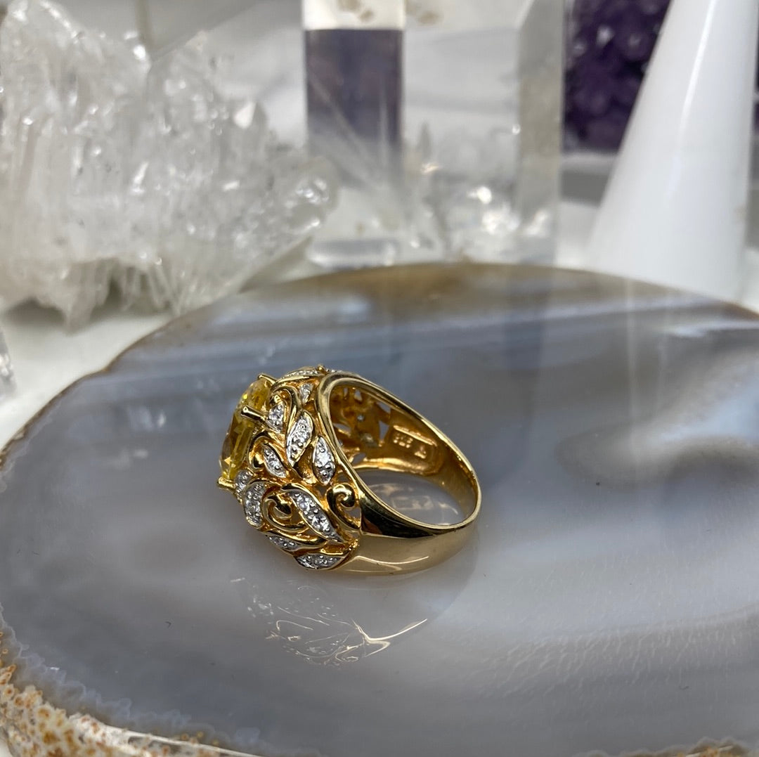 Sterling silver lemon quartz ring