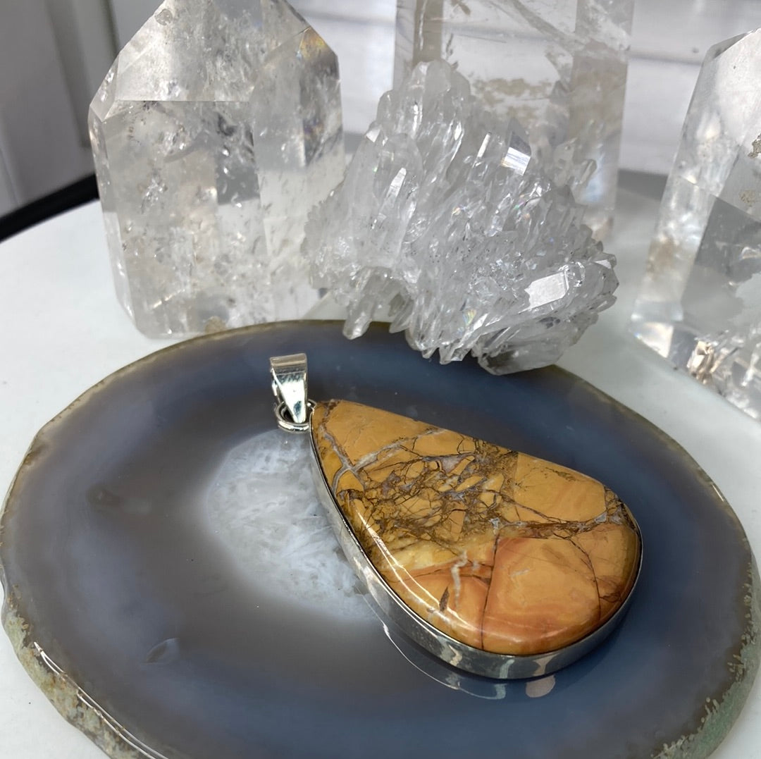 Sterling silver large jasper pendant