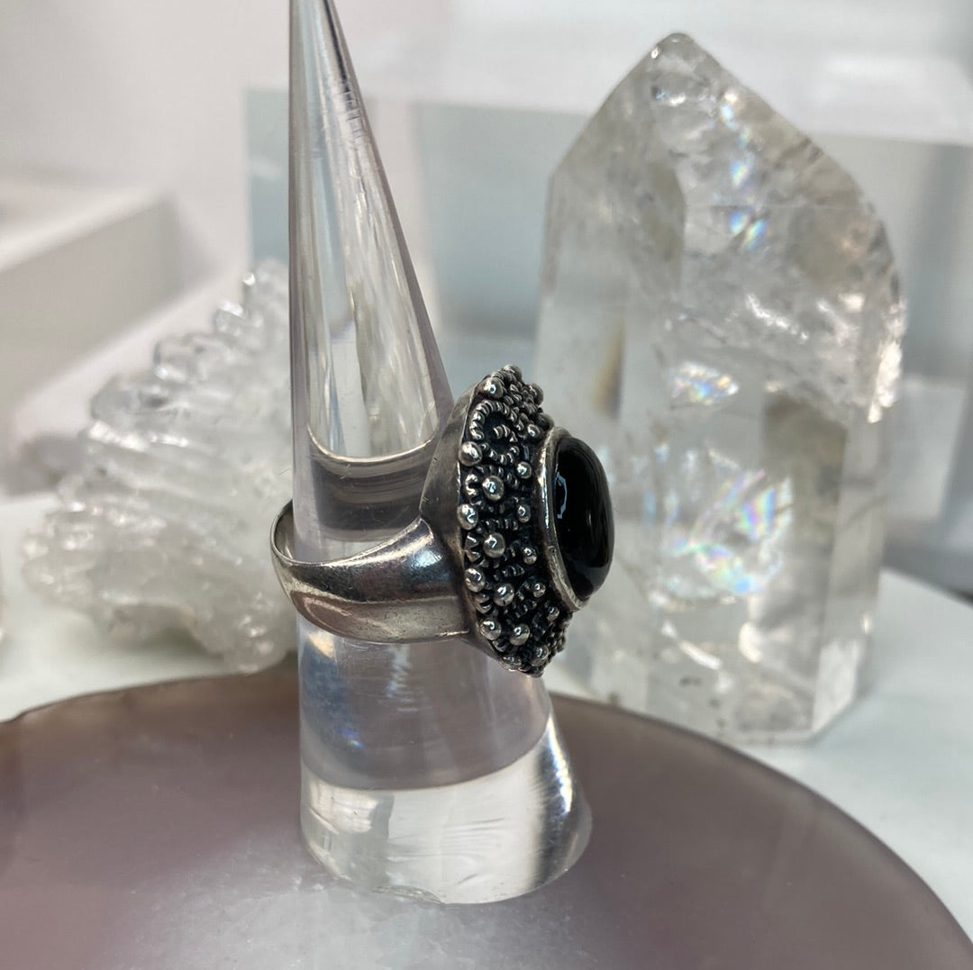 Sterling silver black onyx ring