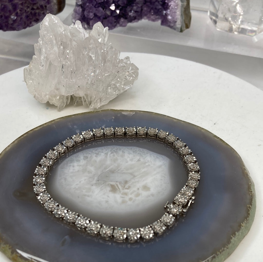 Sterling silver diamond bracelet
