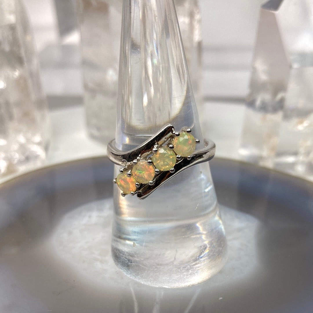 Sterling silver 4 opal ring