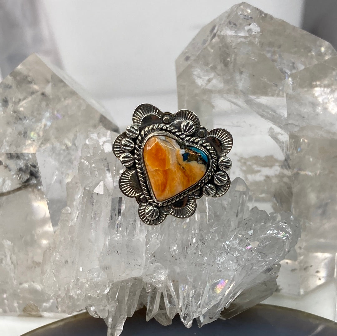 Sterling silver spiney oyster ring