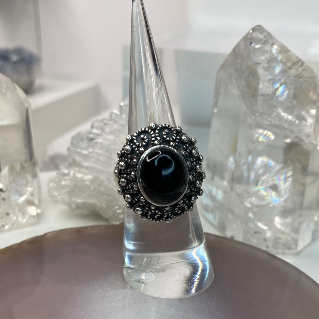Sterling silver black onyx ring