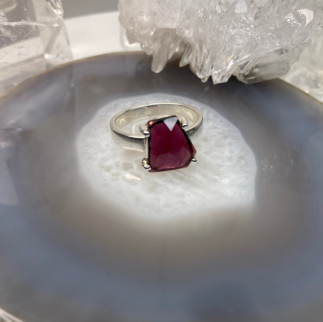 Sterling silver ruby ring