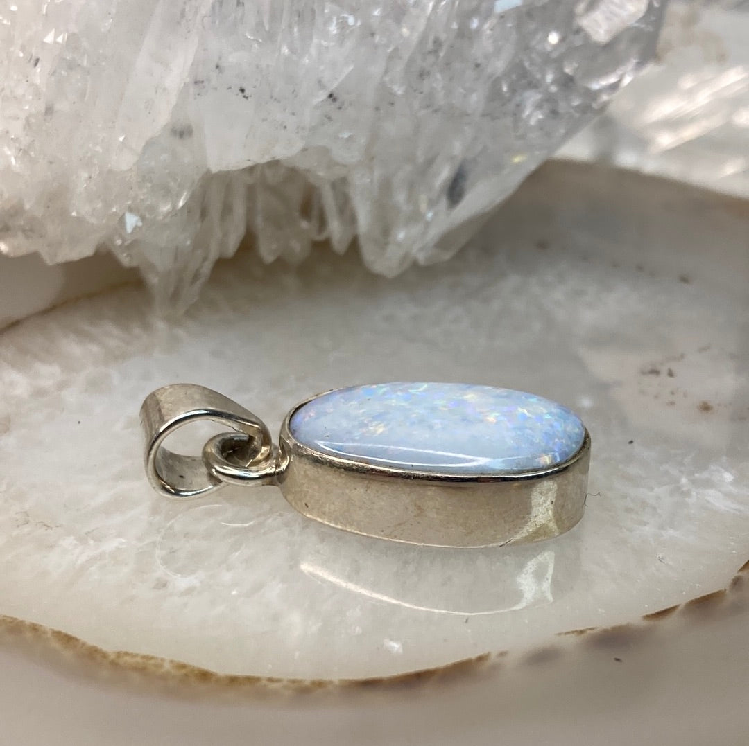 Sterling silver opal pendant