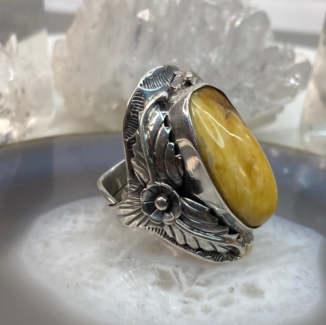 Sterling silver amber ring