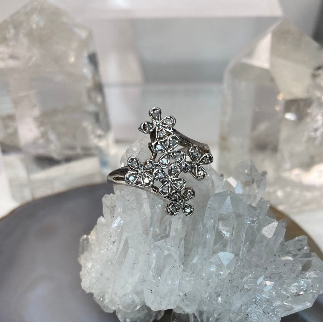 Sterling silver diamond ring