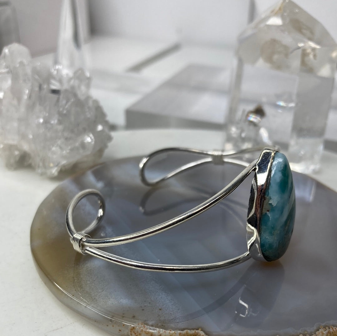 Sterling silver larimar cuff bracelet