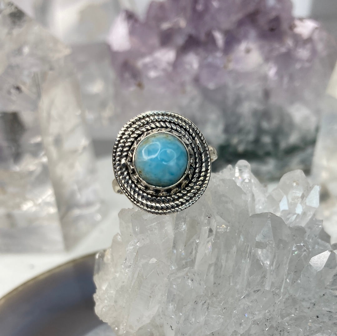 Sterling silver larimar ring
