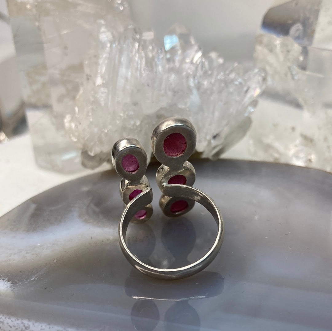 Pink tourmaline sterling silver ring