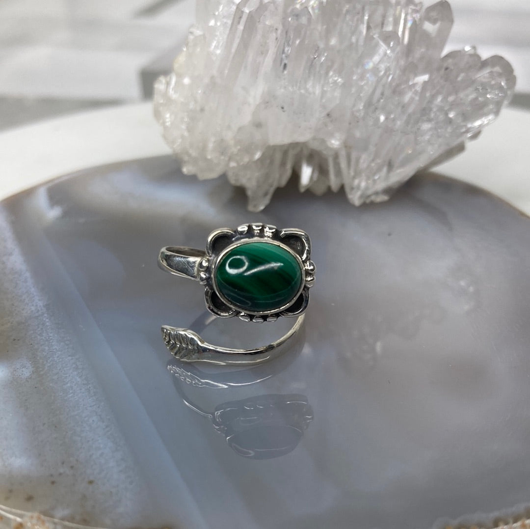 Sterling silver malachite ring