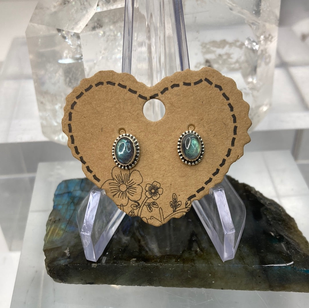 Sterling silver labradorite stud earrings