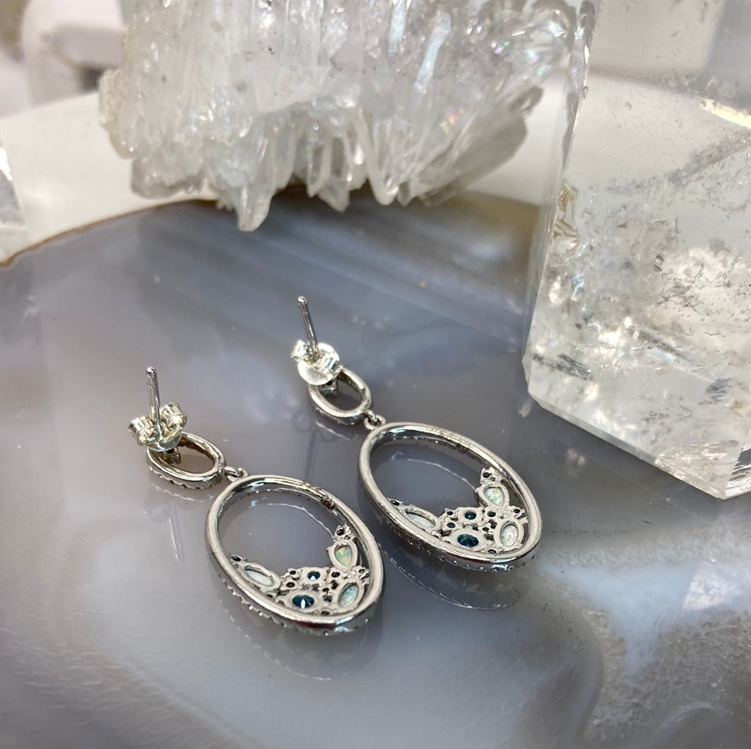 Sterling silver opal earrings