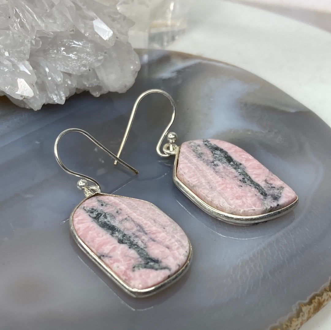 Sterling silver rhodochrosite earrings