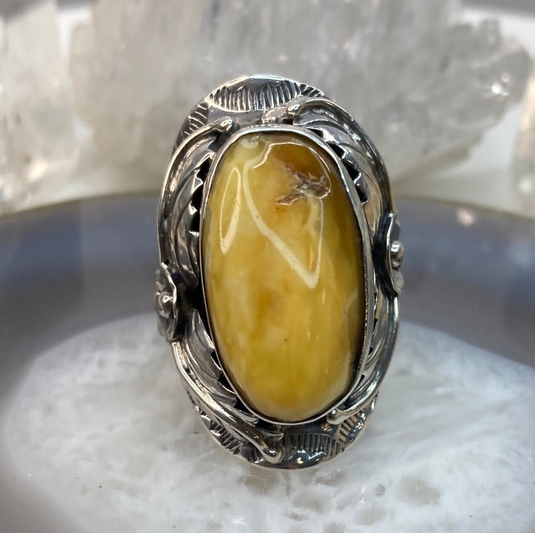 Sterling silver amber ring