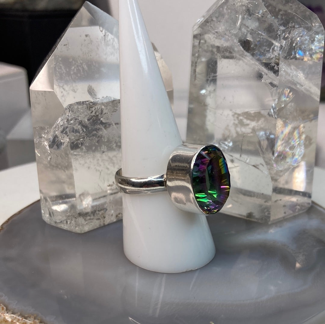 Sterling silver mystic quartz ring