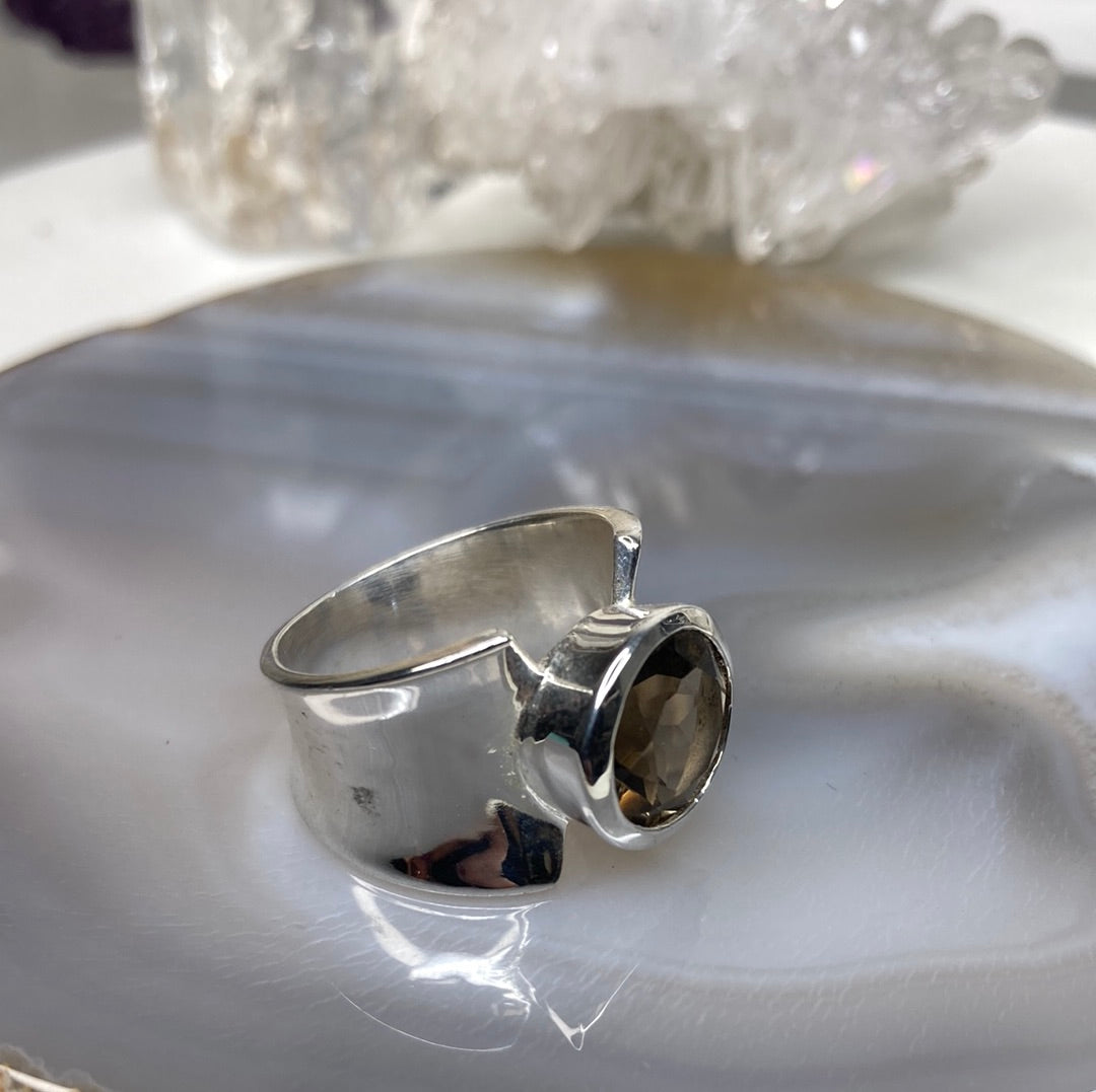 Sterling silver Smokey topaz ring