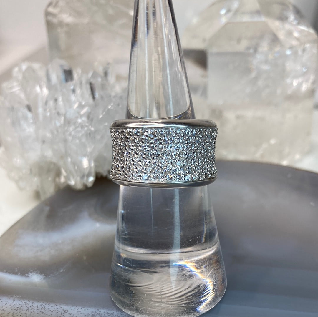 Sterling silver cz band ring