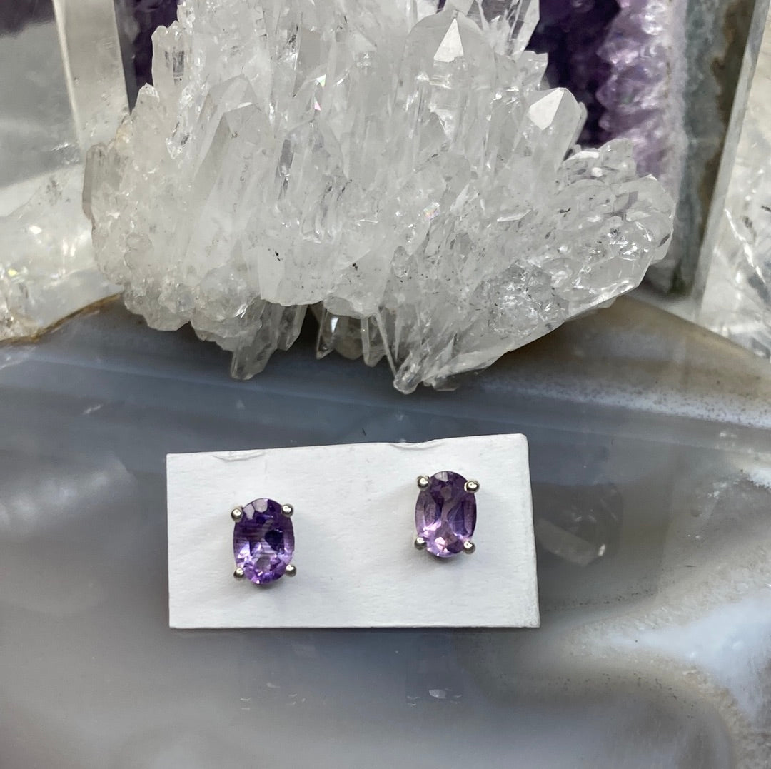 Sterling silver amethyst stud earrings
