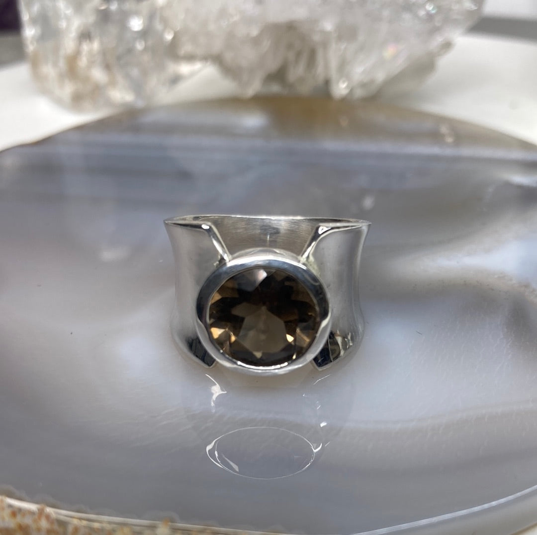 Sterling silver Smokey topaz ring