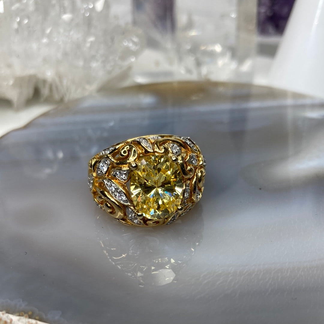 Sterling silver lemon quartz ring