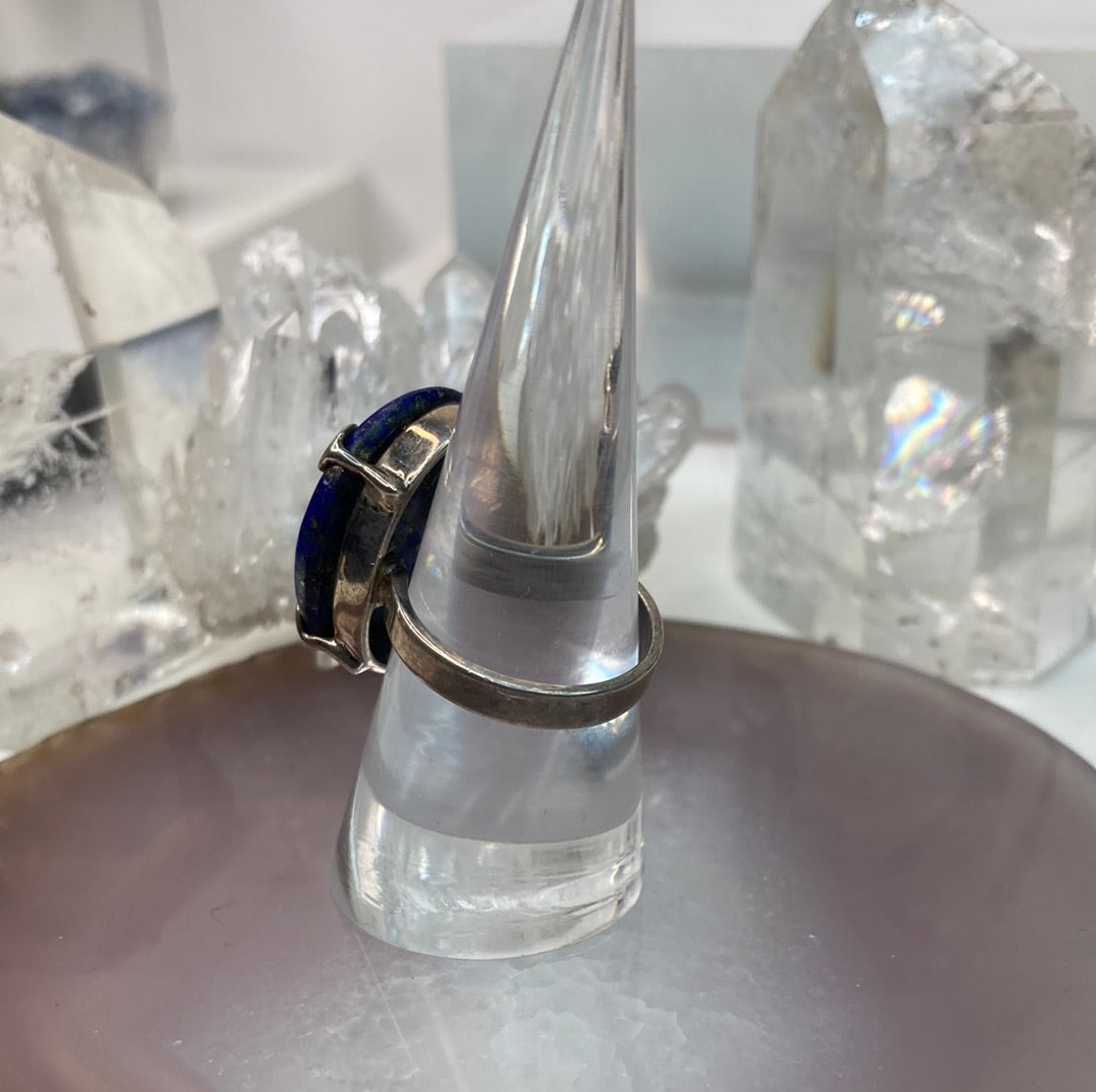 Modernist style lapis sterling silver ring