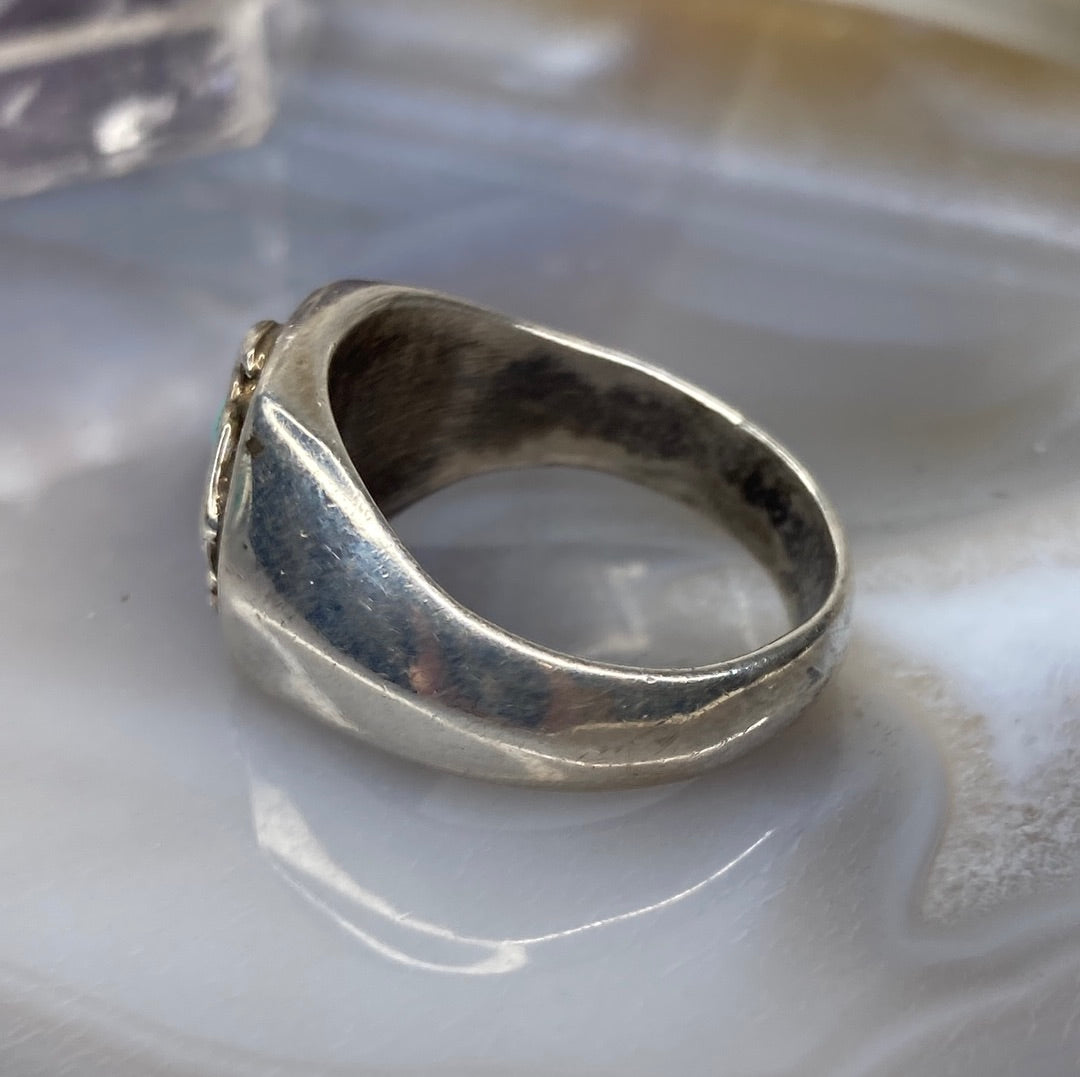Vintage sterling silver thunderbird turquoise ring