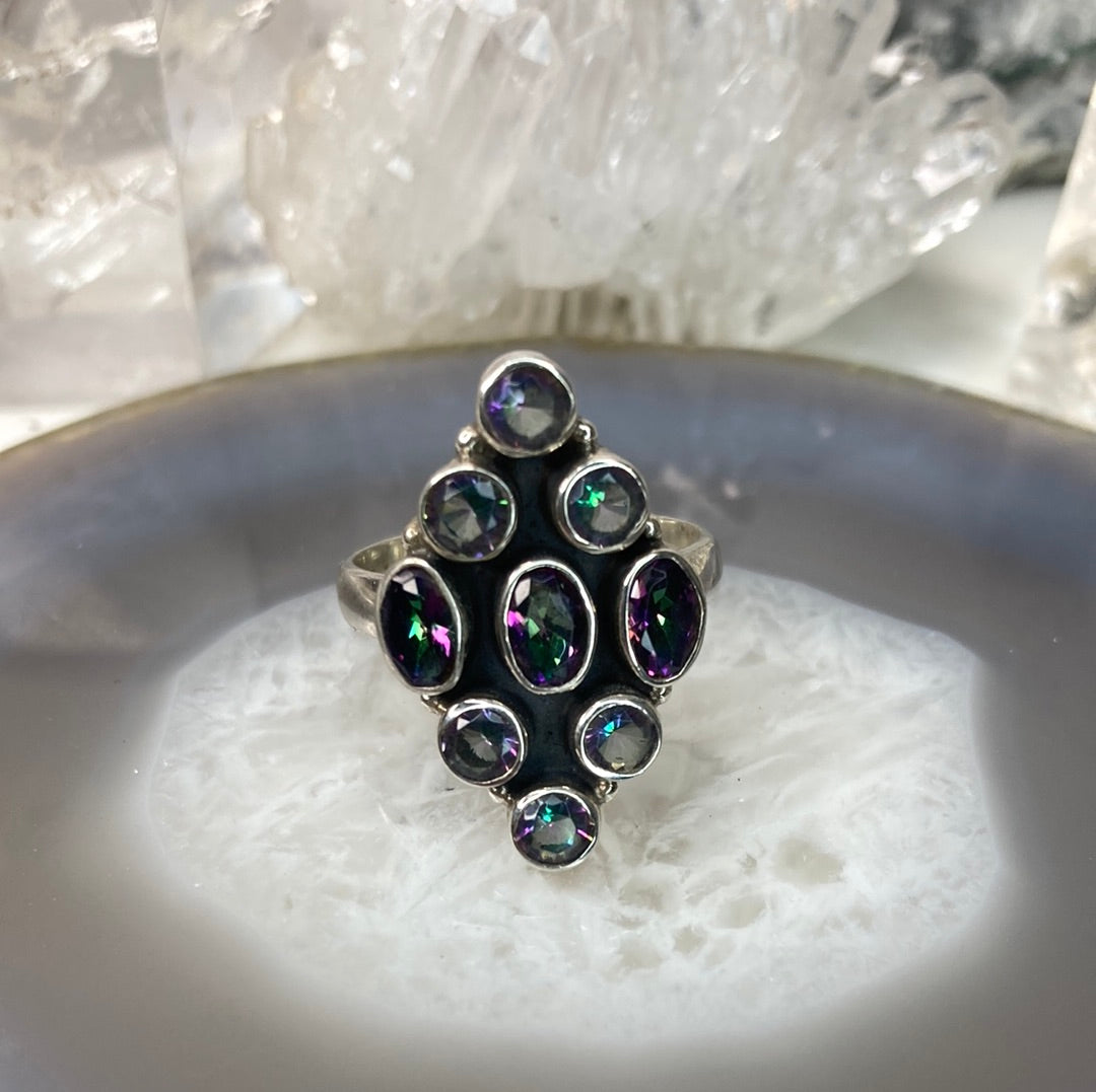 Sterling silver mystic quartz ring