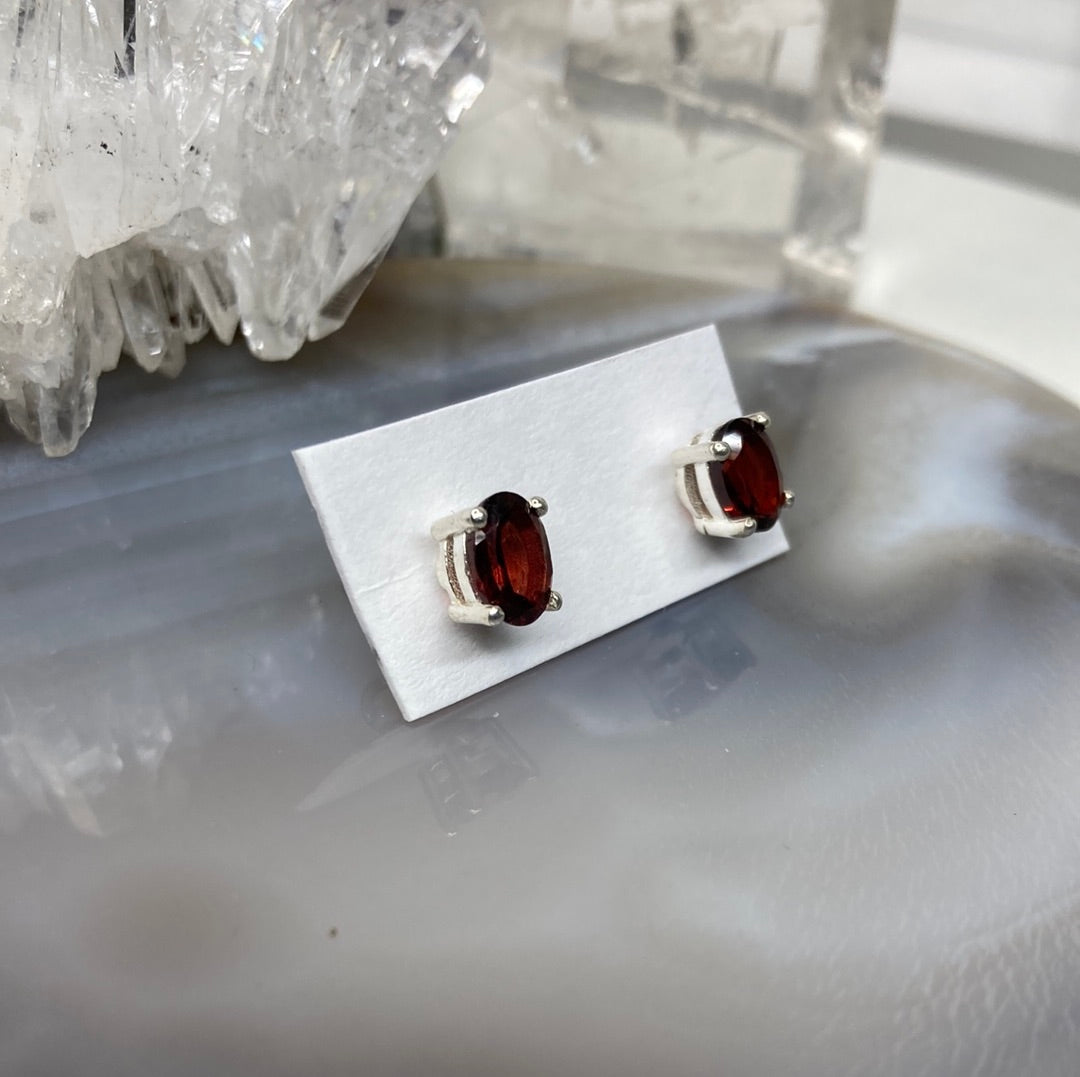 Sterling silver garnet gemstone earrings