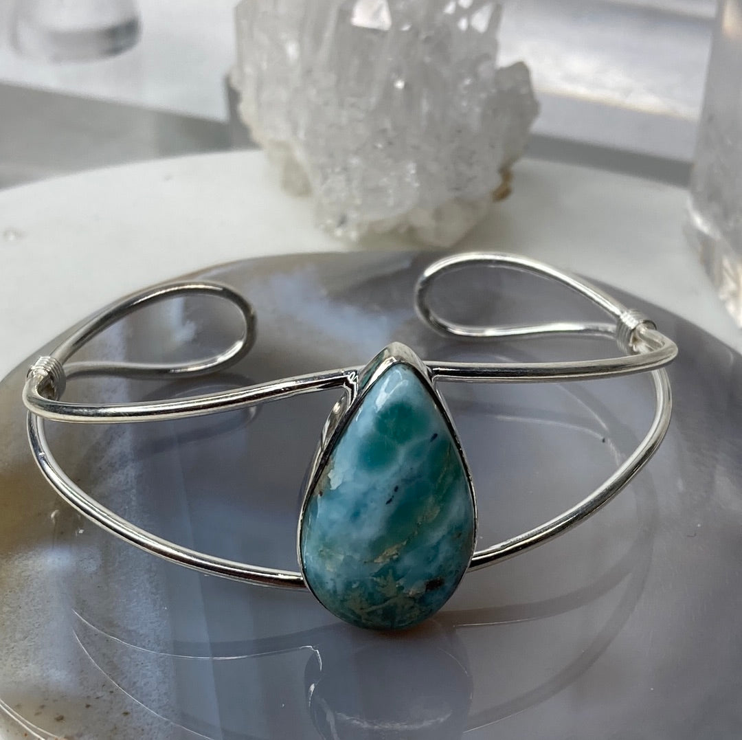 Sterling silver larimar cuff bracelet