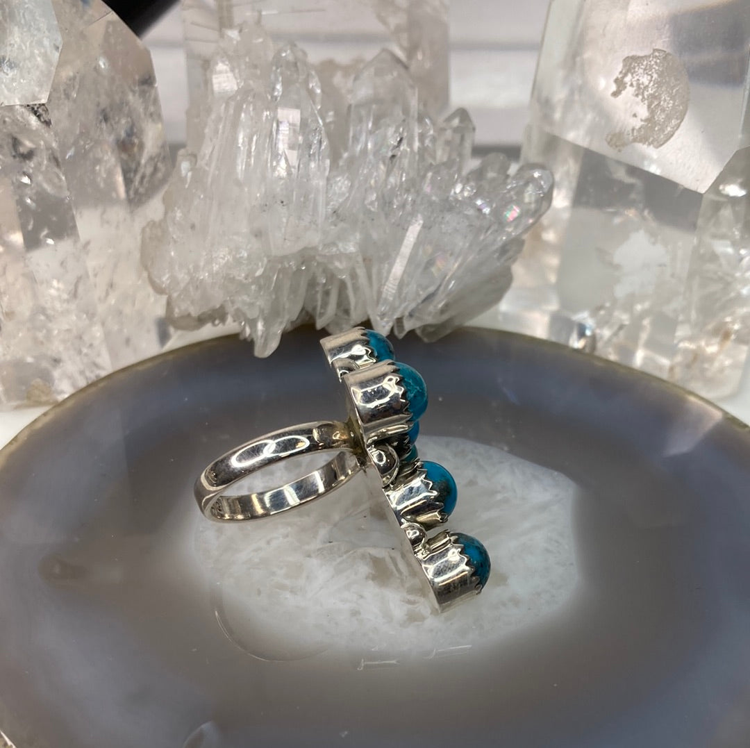Sterling silver genuine turquoise cross ring