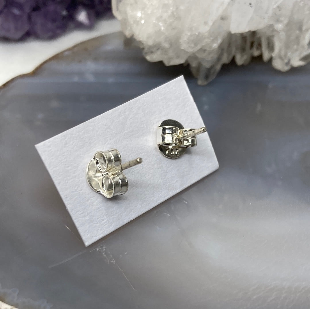 Sterling silver moonstone stud earrings