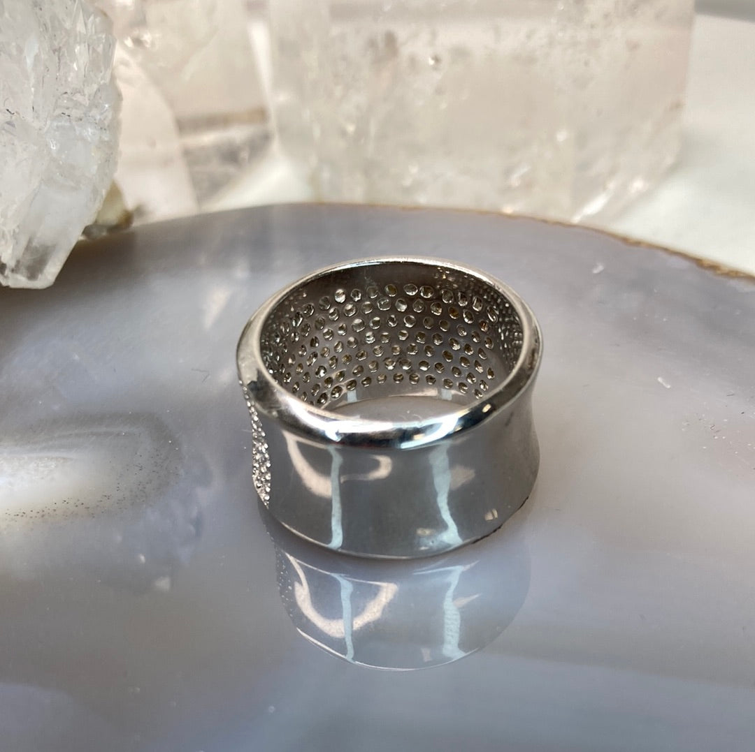Sterling silver cz band ring