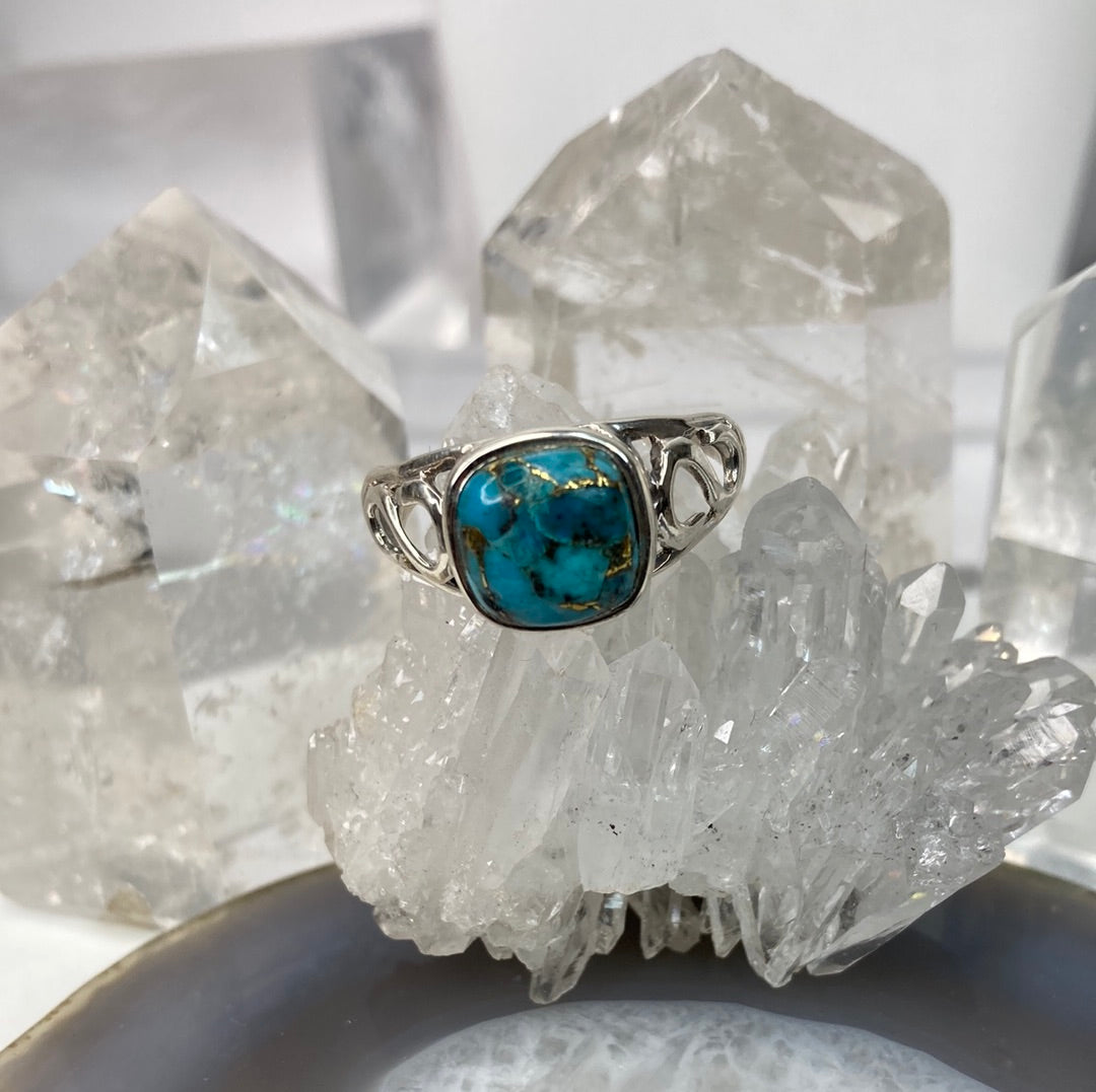 Sterling silver copper turquoise ring