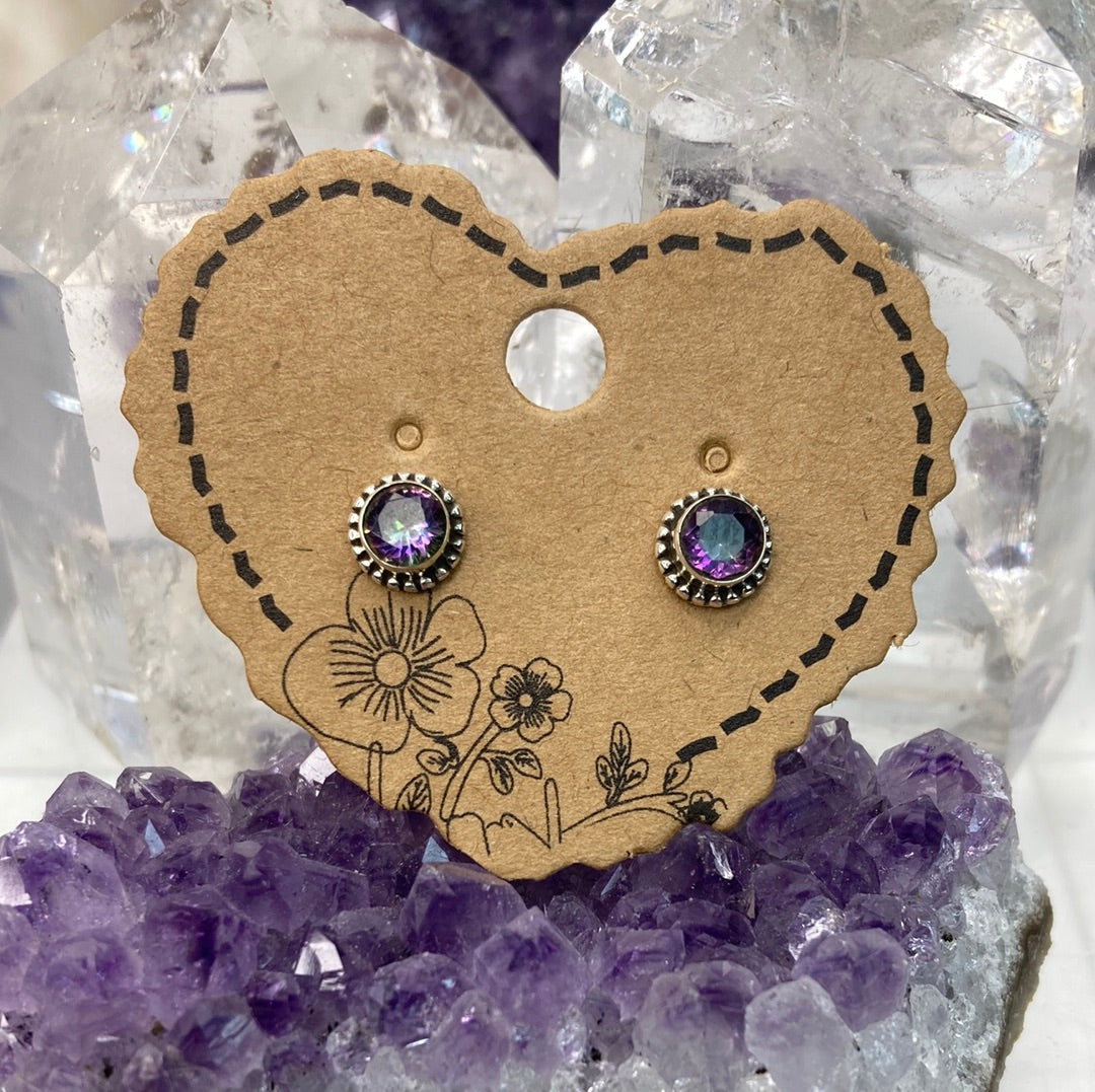 Sterling silver mystic quartz stud earrings