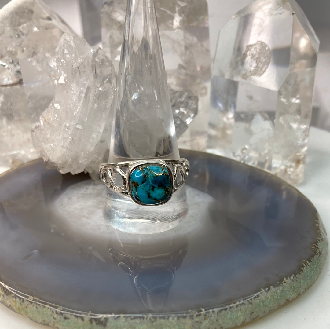 Sterling silver copper turquoise ring
