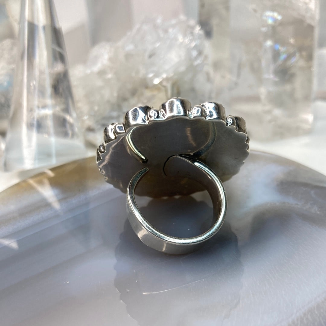 Beautiful sterling silver cluster gemstone ring
