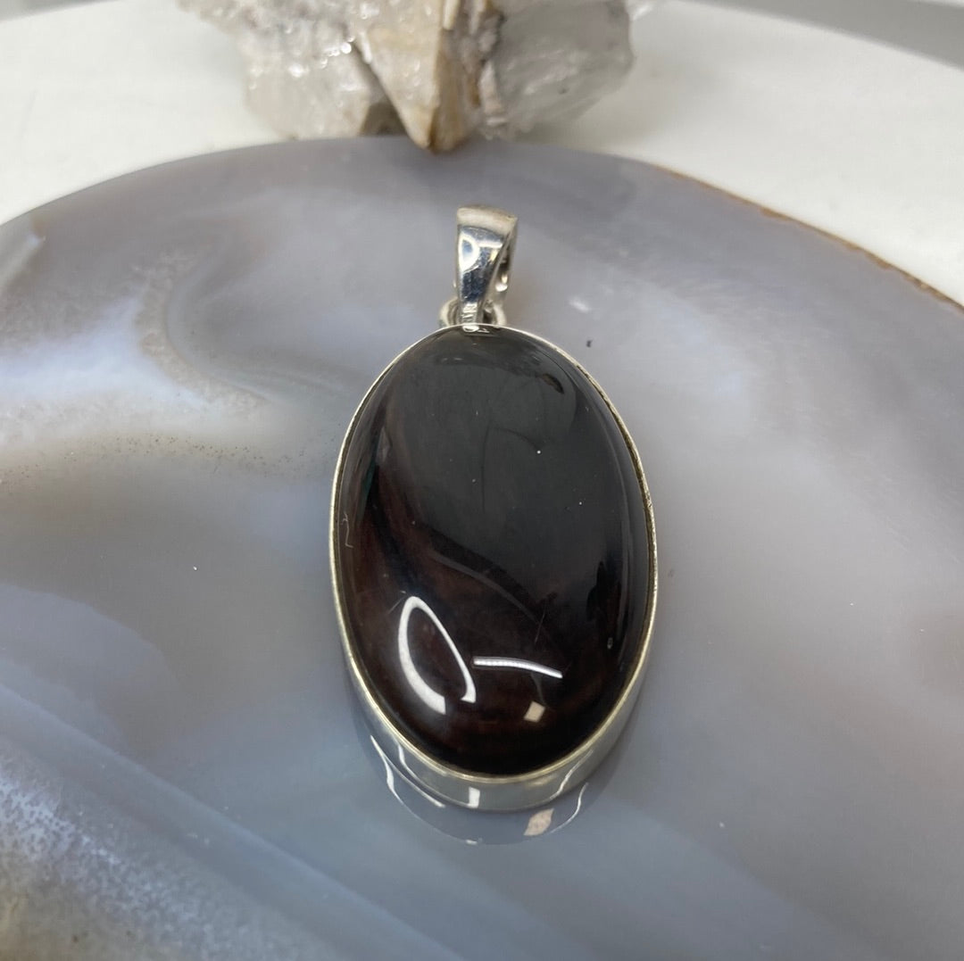 Sterling silver obsidian pendant