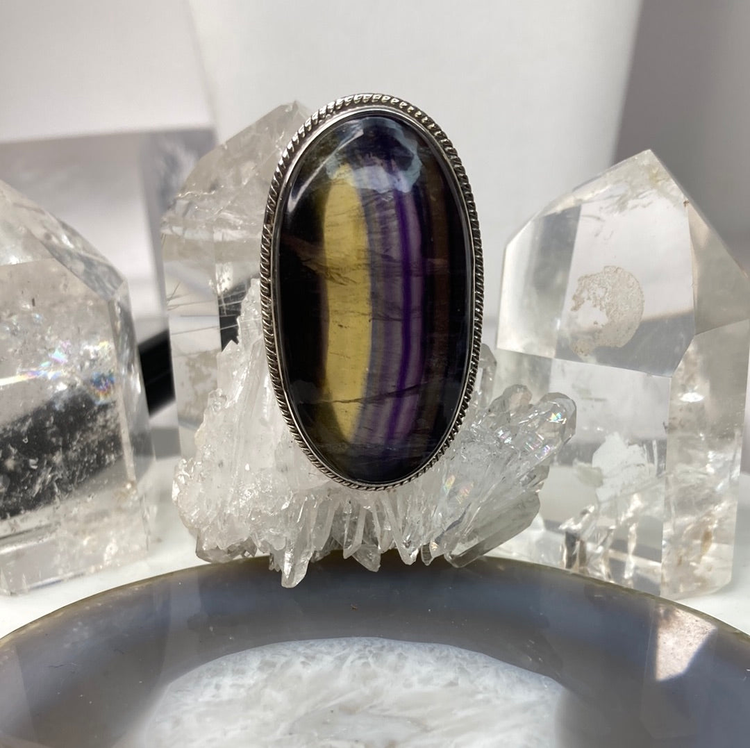 Large sterling silver ametrine ring