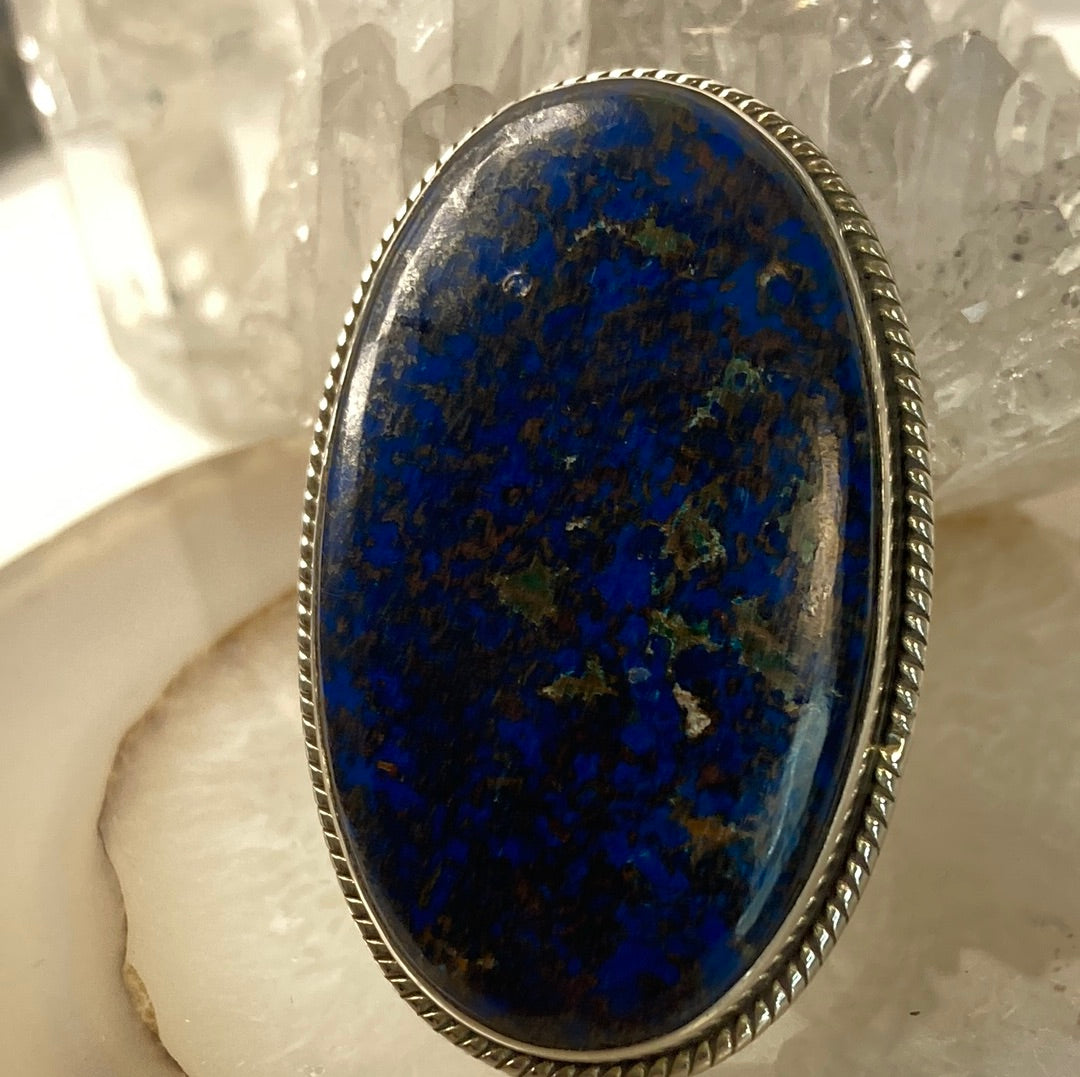 Sterling silver blue gemstone ring