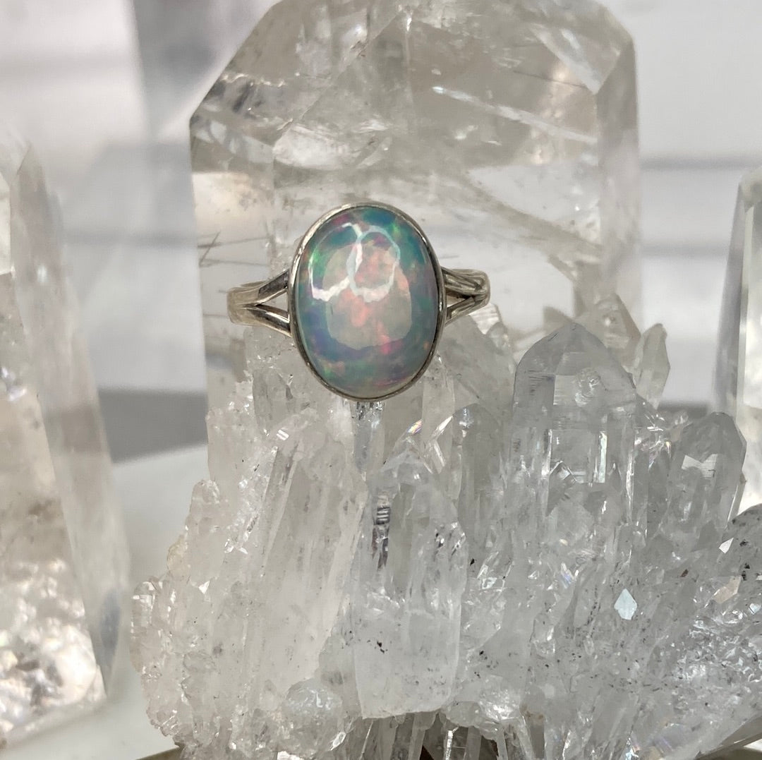 Sterling silver opal ring