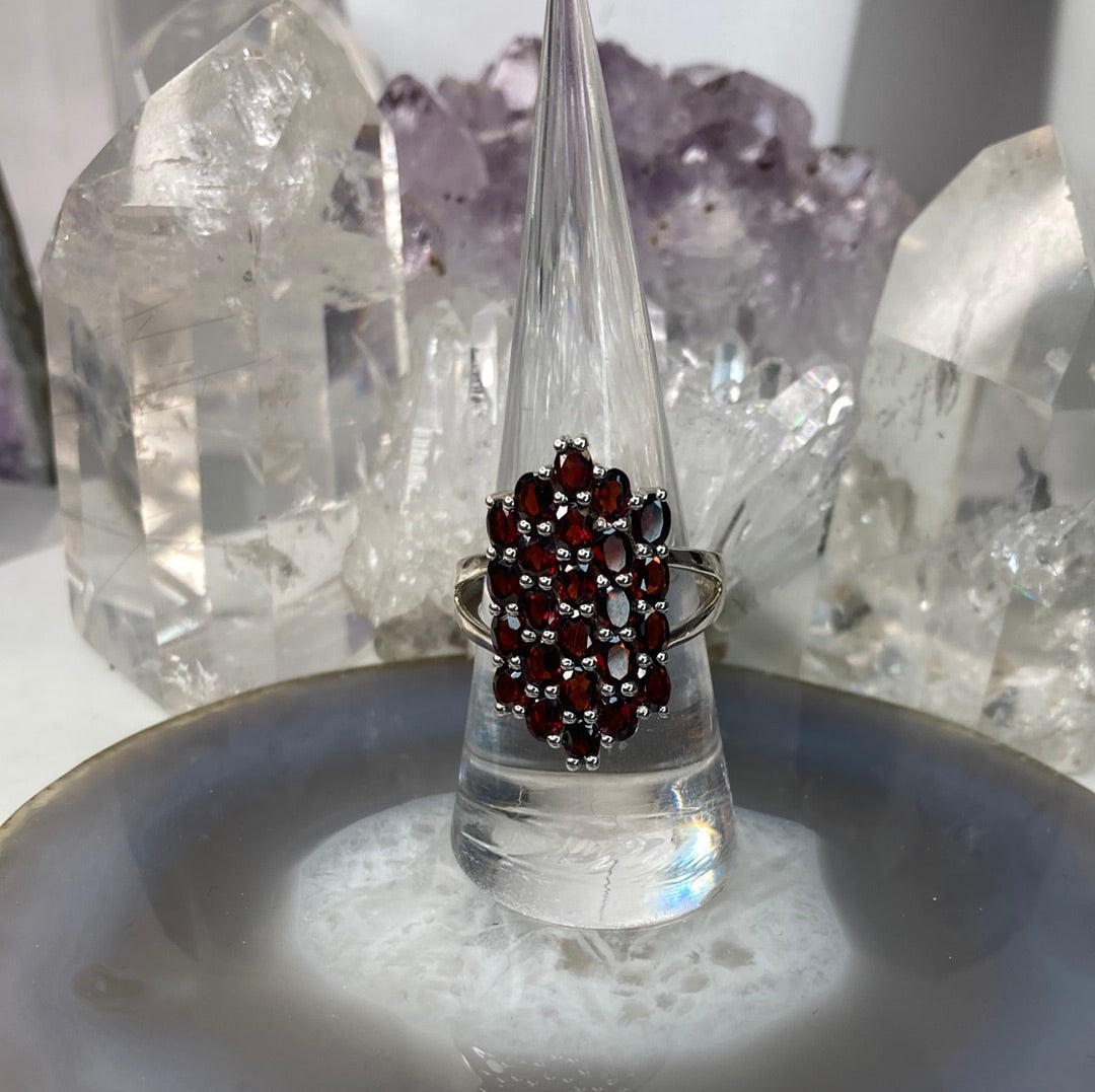 Sterling silver garnet ring