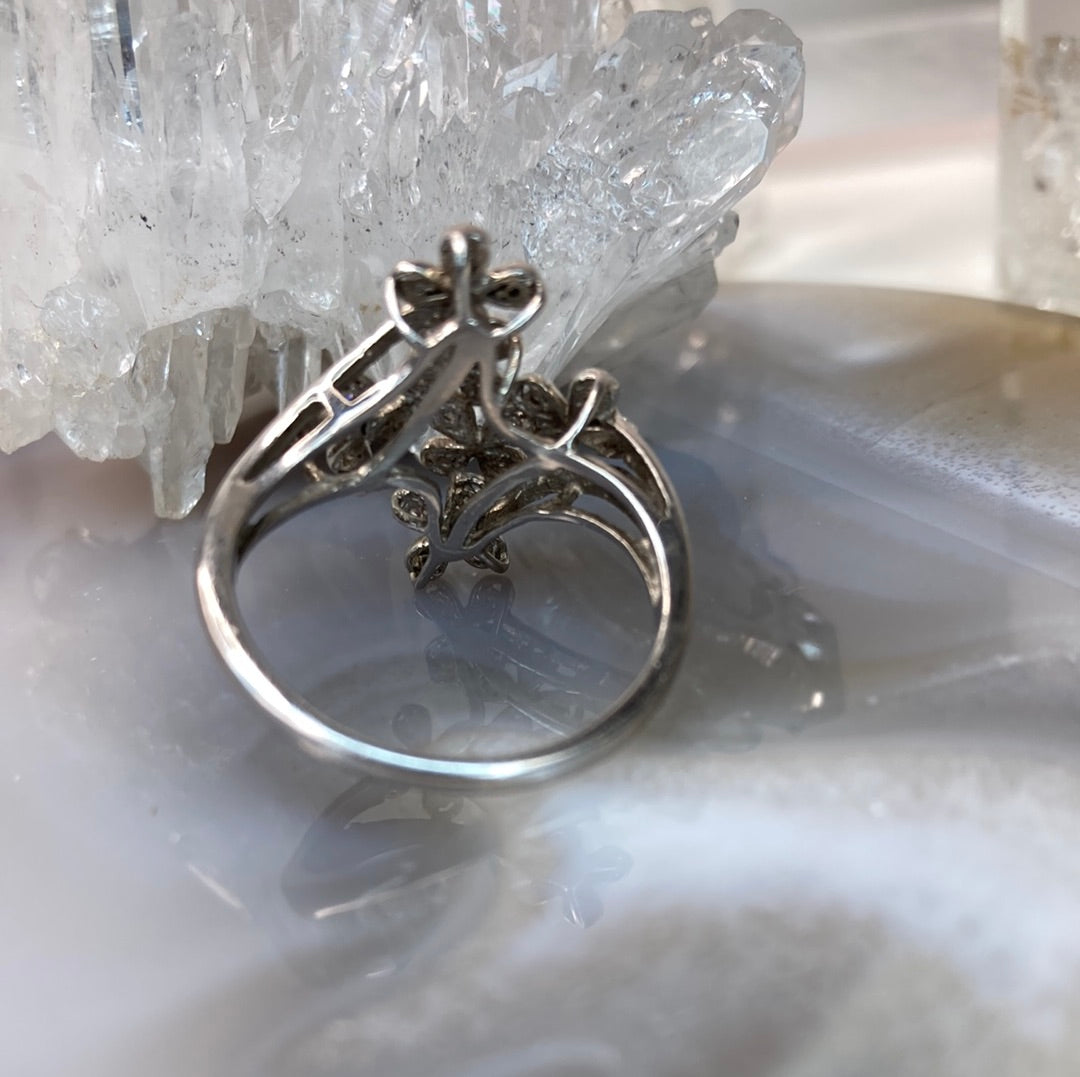 Sterling silver diamond ring