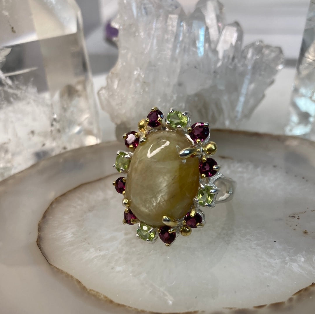 Sterling silver moonstone gemstone ring