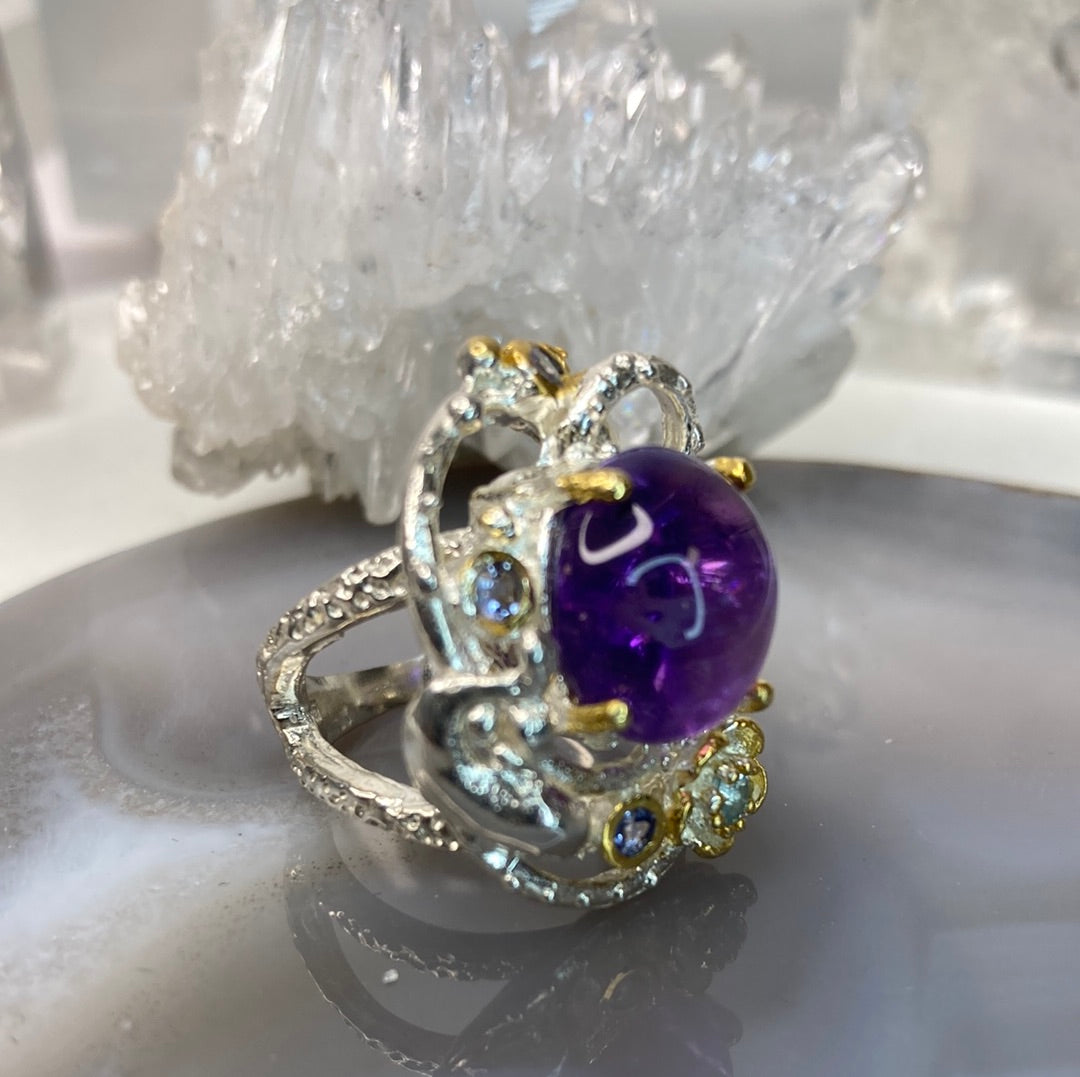 Sterling silver gemstone ring