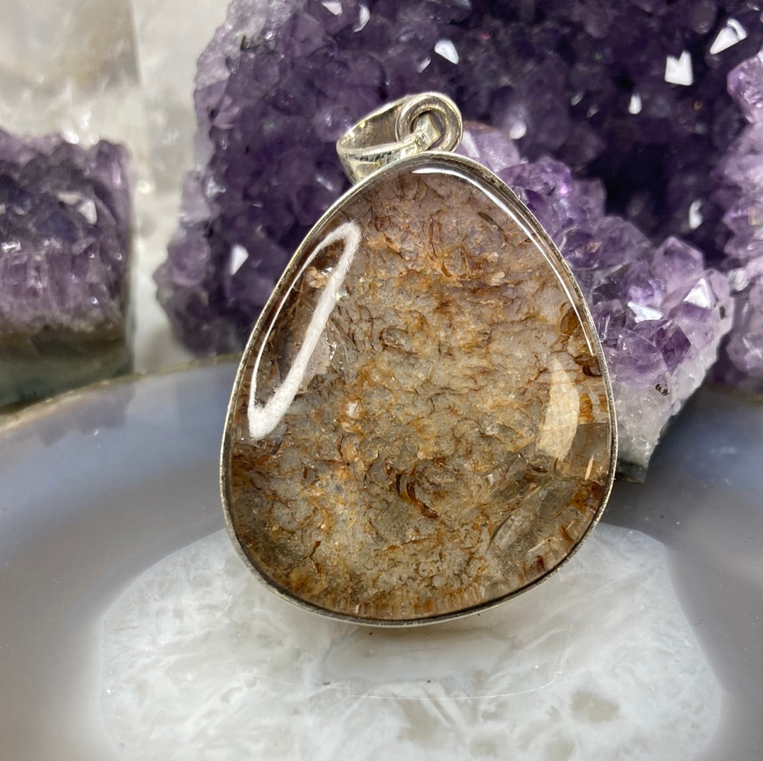 Sterling silver garden quartz pendant
